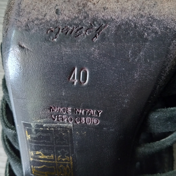 Marsell × Eckhaus Latta Suede Strappy Block Chunky Heel Sandals Black 40EU - Picture 10 of 16